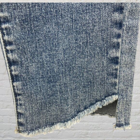 Rebecca Minkoff Jeans 6P Cropped Ankle High Rise Raw Slant Hem Blue Petite - Picture 10 of 14